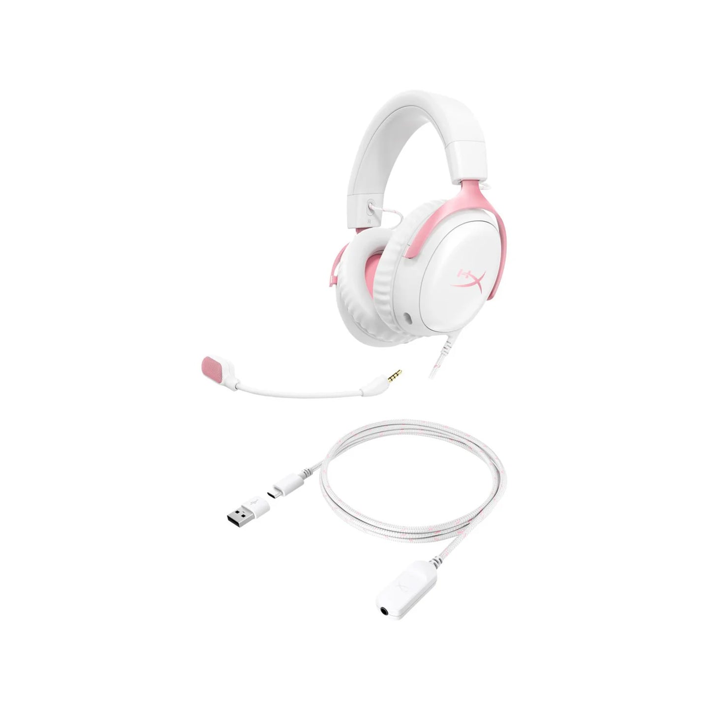 HP HyperX Cloud III Wired Gaming Headset White & Pink