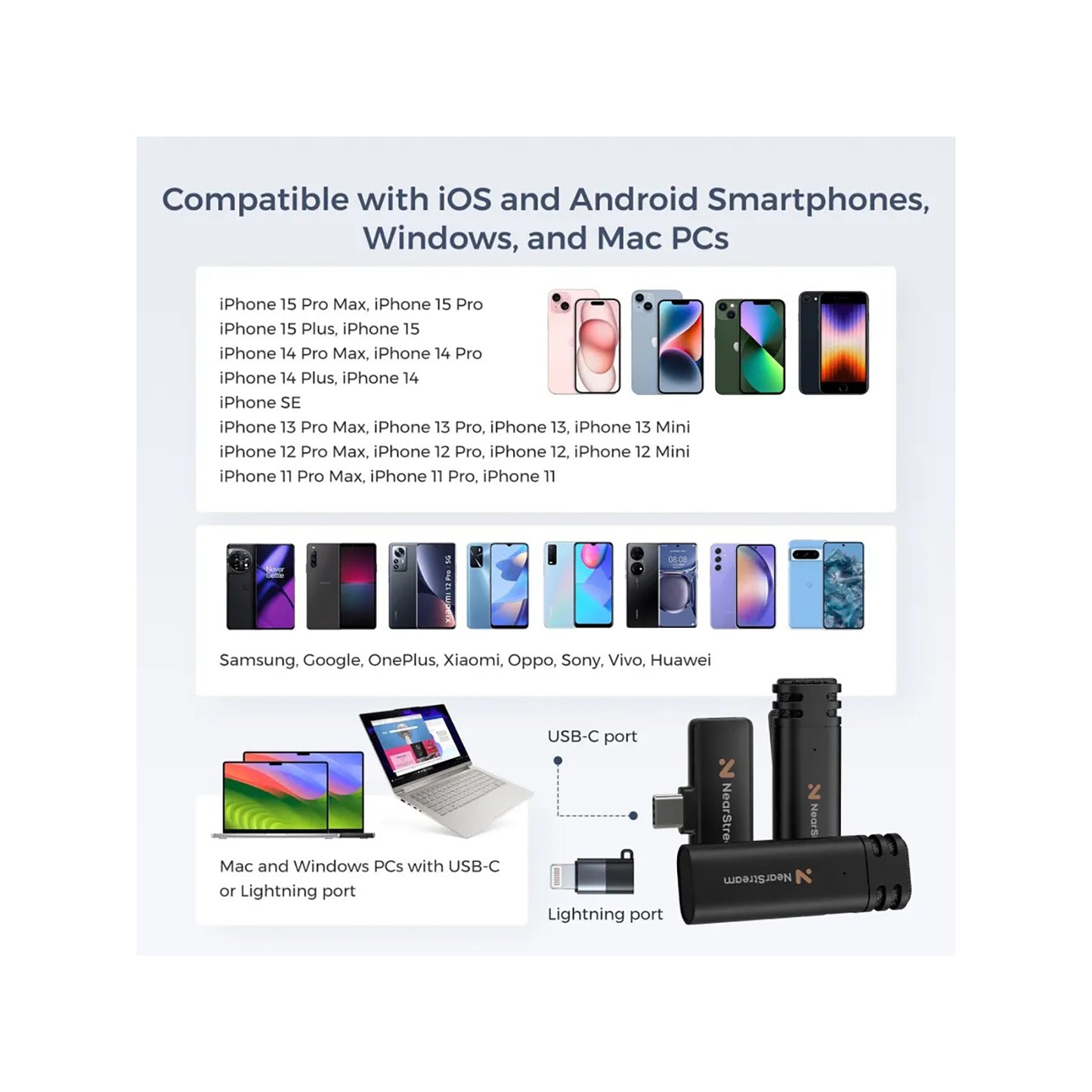 NearStream AWM10T-P AI Noise-Canceling Mini Wireless Microphones