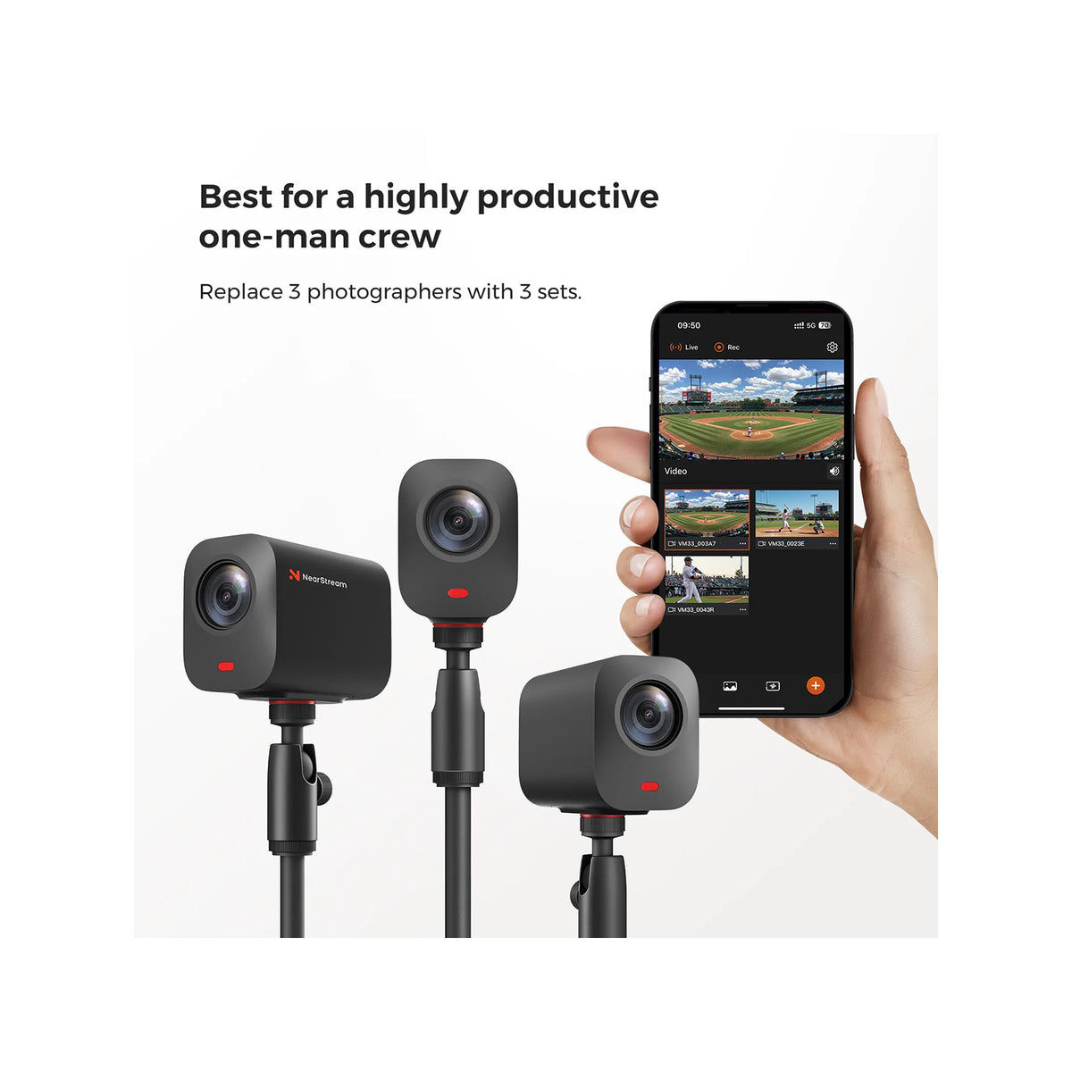 NearStream VM33 2K Innovative AI Noise-Canceling Wireless Streaming Camera