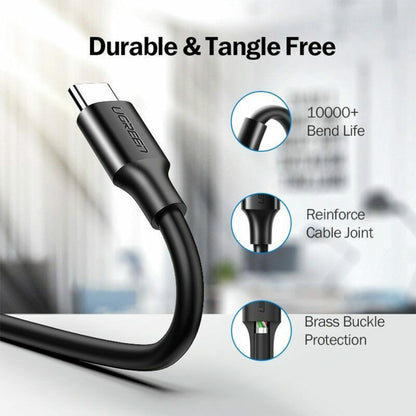 UGREEN Type-C to USB 3.0 Cable 2m – Fast Charging 3A, 5Gbps Sync – Black