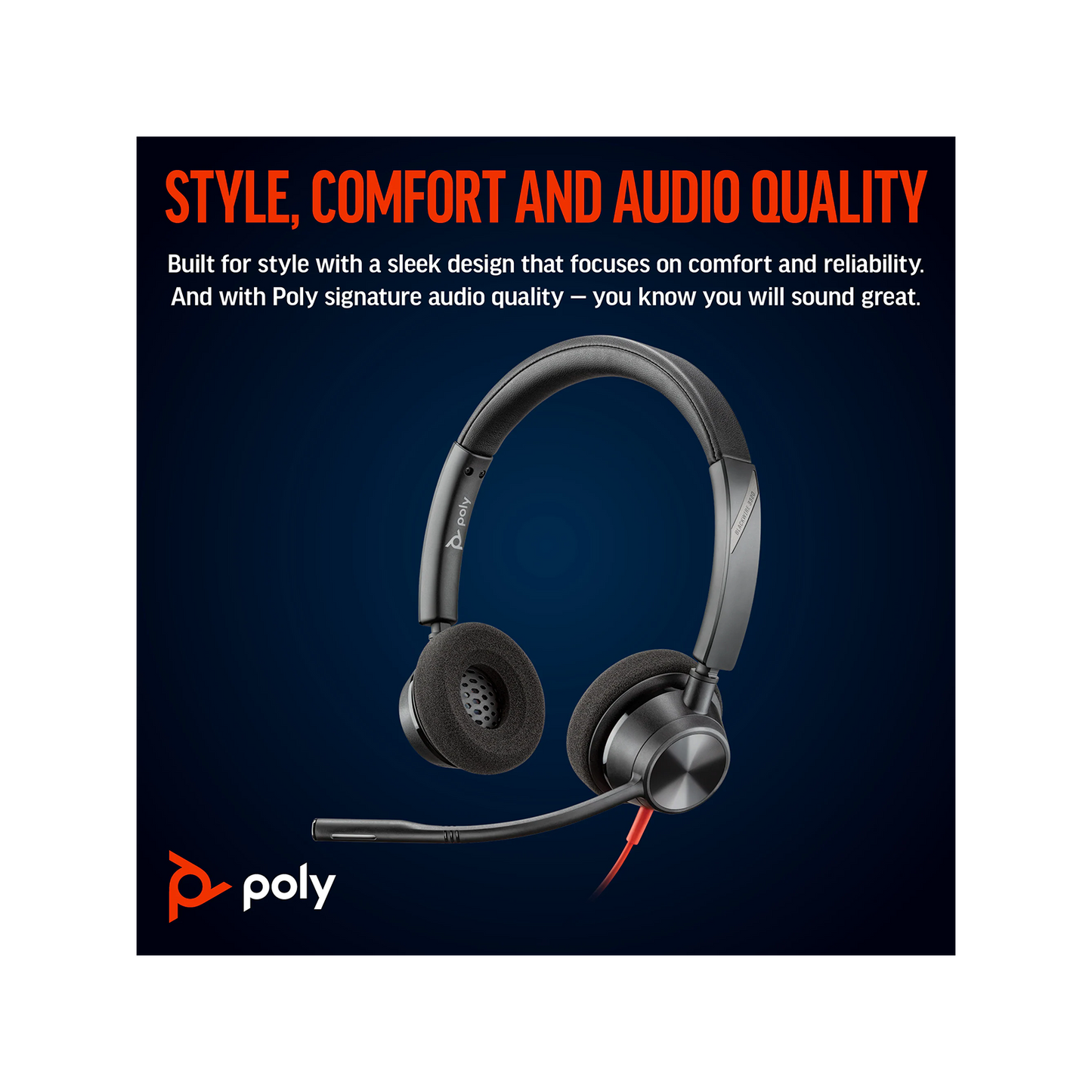 Poly Blackwire 3320 Stereo Microsoft Teams Certified USB-C Headset +USB-C/A Adapter
