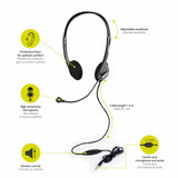 Port Stereo Headset with Mic with 1.2m Cable|1 x 3.5mm|Volume Controller - Black