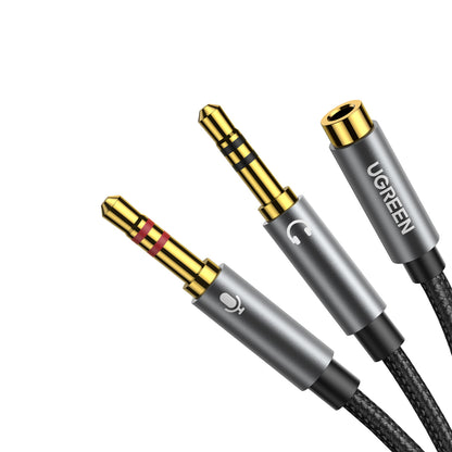 UGREEN UV140 AUX 3.5mm Audio Splitter Cable - Black/Grey