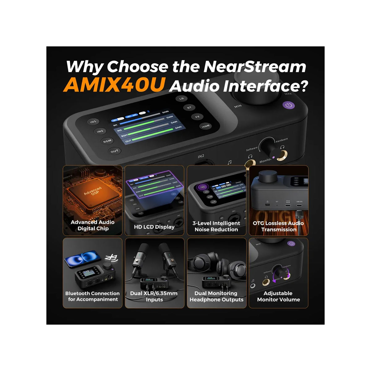 NearStream AMIX40U 10-channel Portable Audio Mixer