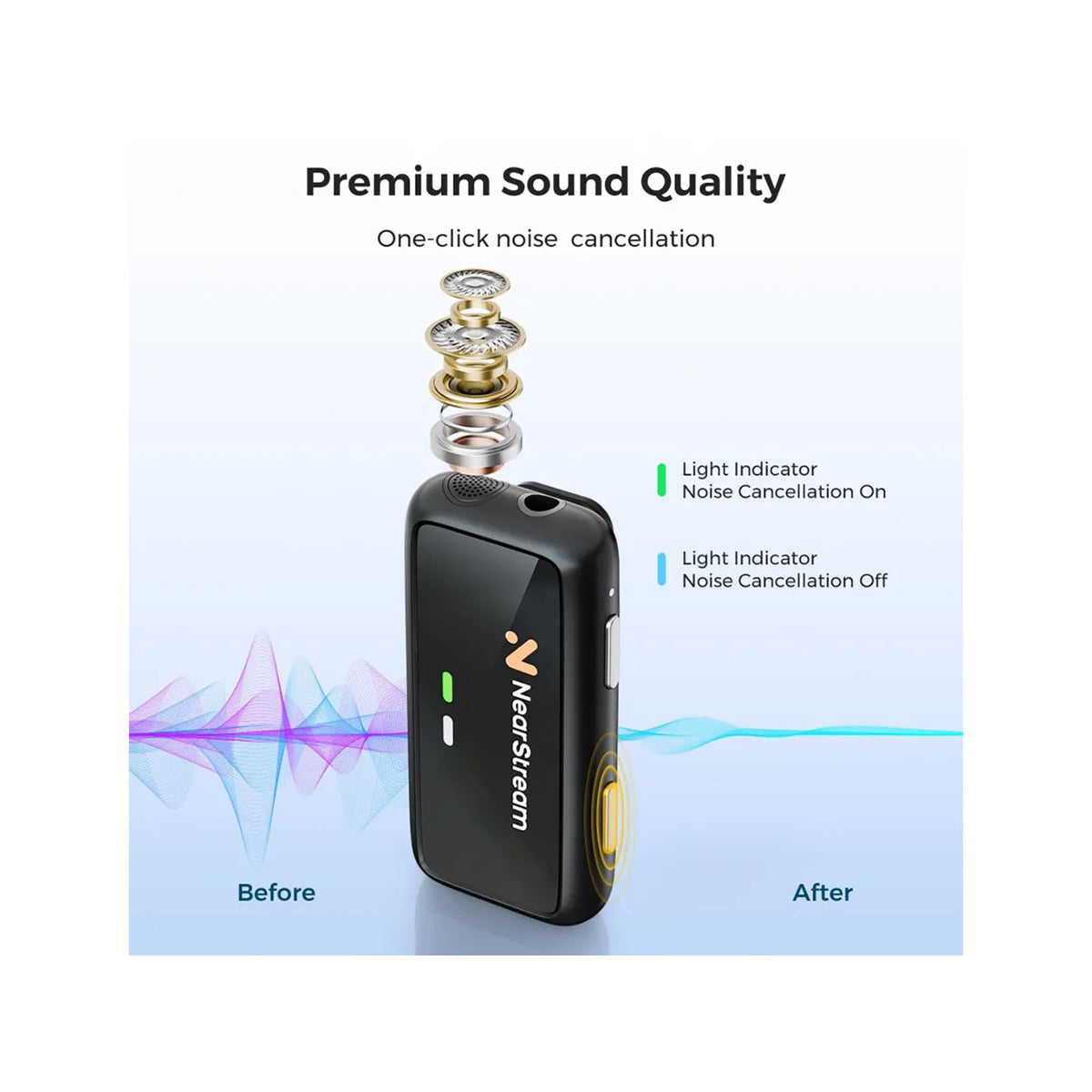 NearStream AWM20T AI Noise-Canceling Premium Lavalier Dual Wireless Microphones