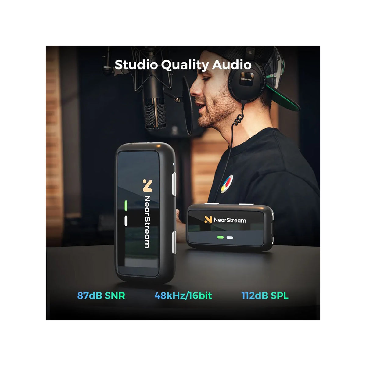 NearStream AWM20T AI Noise-Canceling Premium Lavalier Dual Wireless Microphones