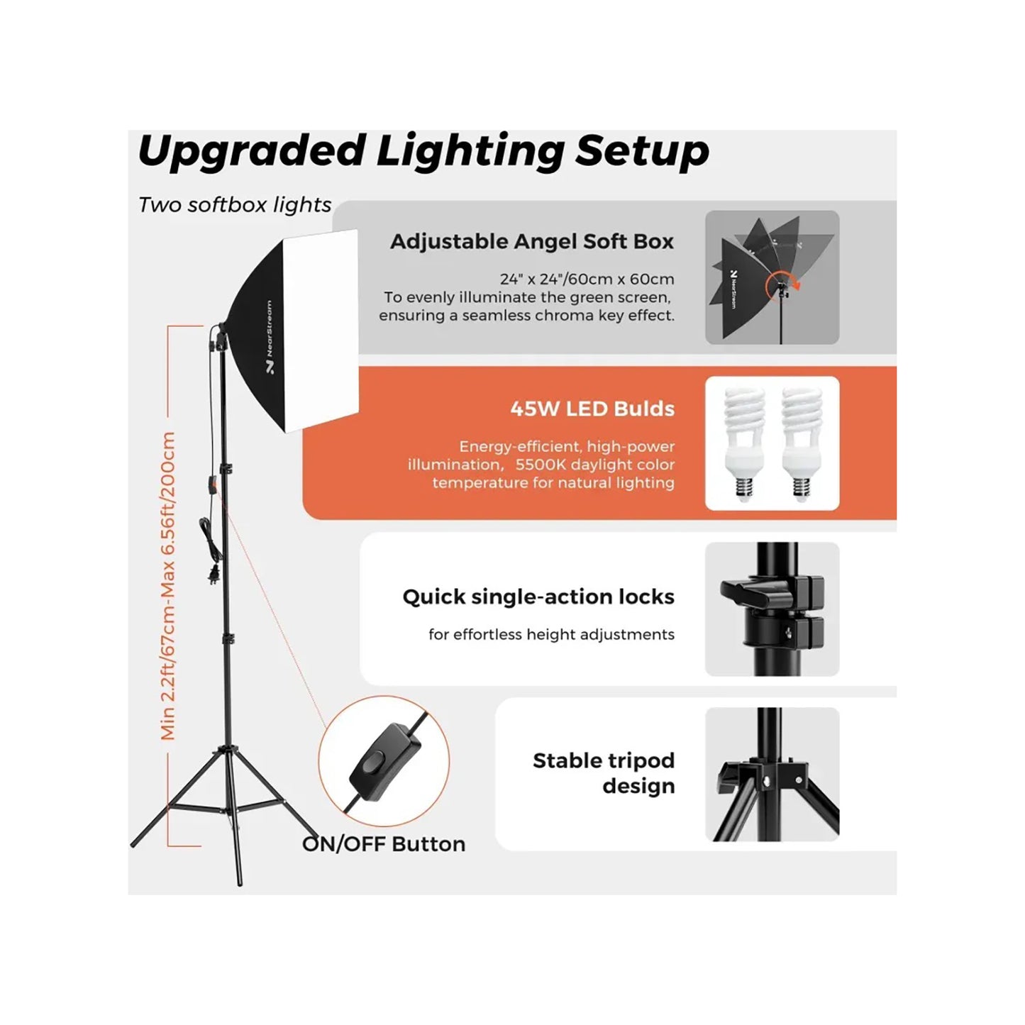 NearStream VK40 Professional Photography Lighting Kit with Green Backdrop