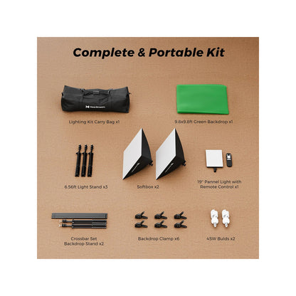 NearStream VK40 Professional Photography Lighting Kit with Green Backdrop