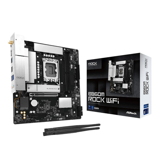 ASRock B860M Rock WiFi Intel LGA1851 MATX Gaming Motherboard