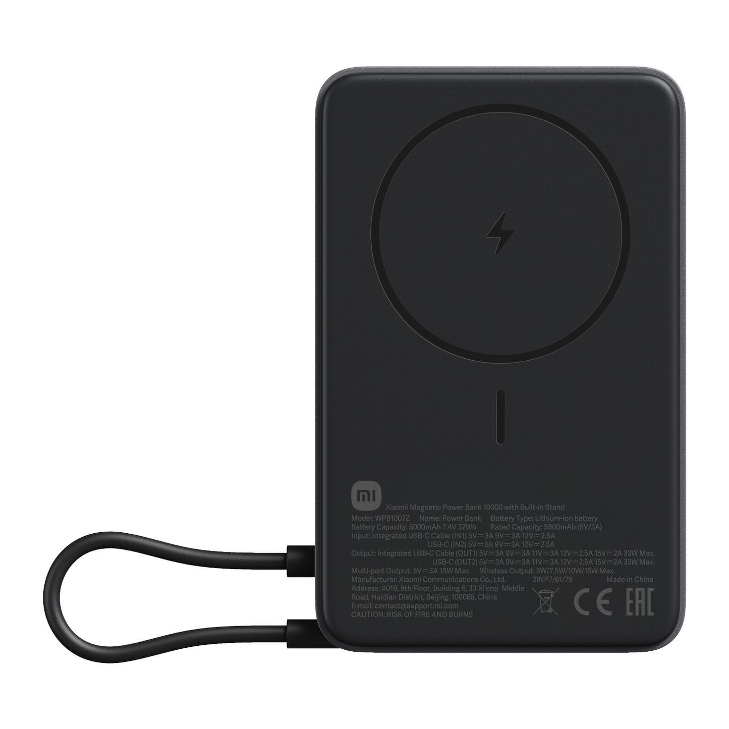 Xiaomi Magnetic Power Bank 10000mAh with Built-in Stand - Dark Grey