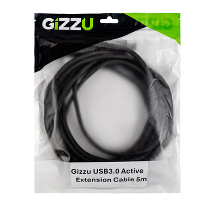 Gizzu USB 3.0 Active Extension Cable 5m - Black