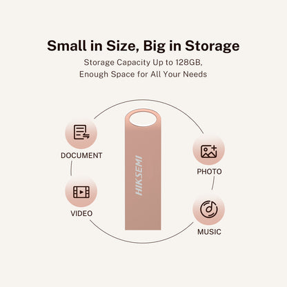 Hiksemi Essential 128GB USB3.0 Flash Drive - Rose Gold