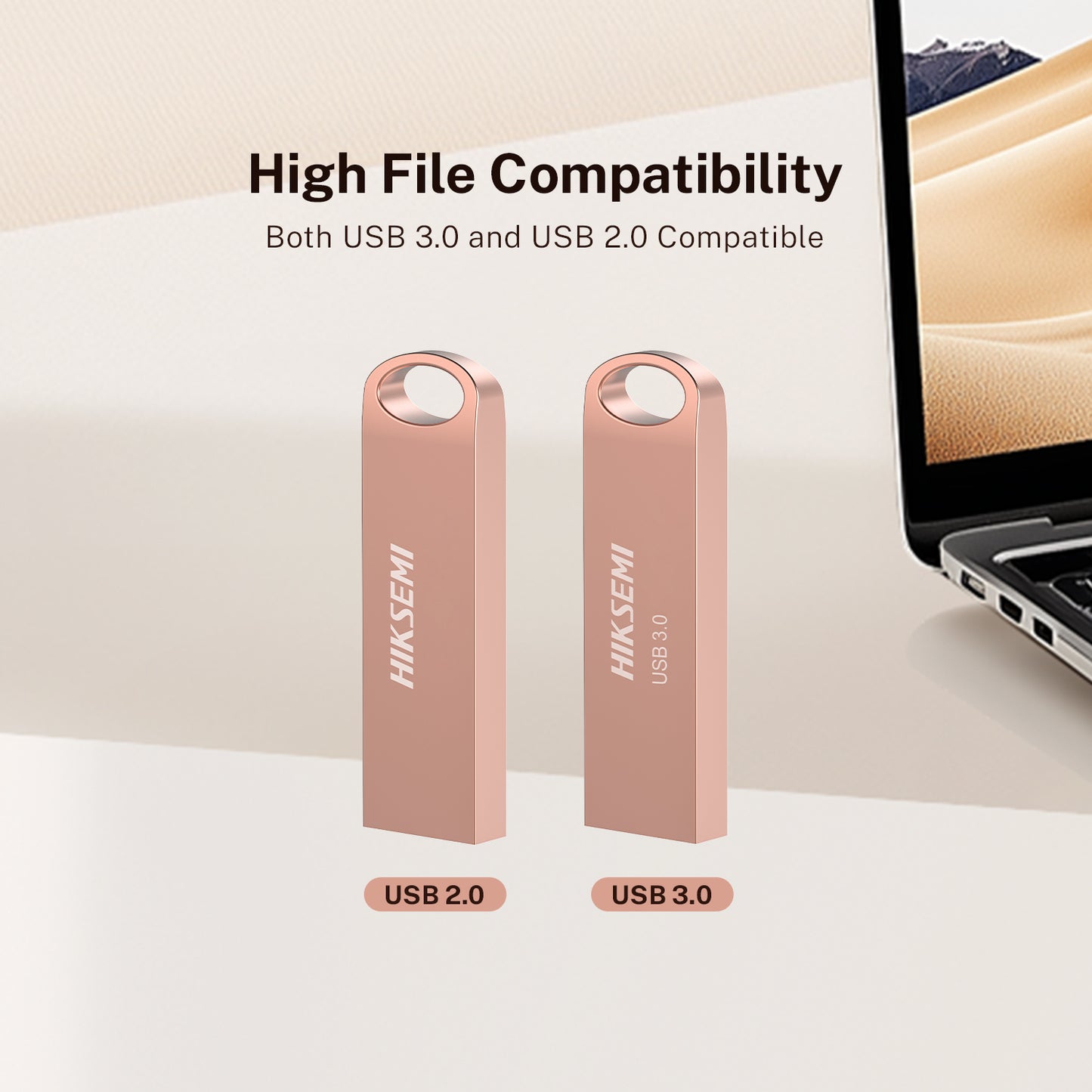 Hiksemi Essential 128GB USB3.0 Flash Drive - Rose Gold