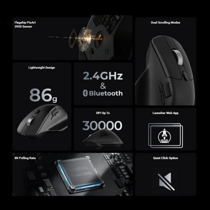 Keychron M6S-B72 1K Wireless Mouse (BT/2.4GHz/Wired) - Black