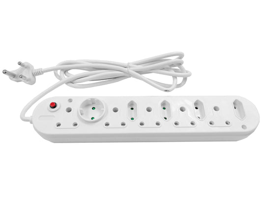 Multi Plug 5x16A 5x5A 3m Cord White