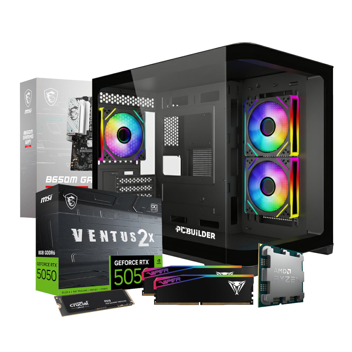 PCBuilder Ryzen 5 8400F RECON Windows 11 Gaming PC