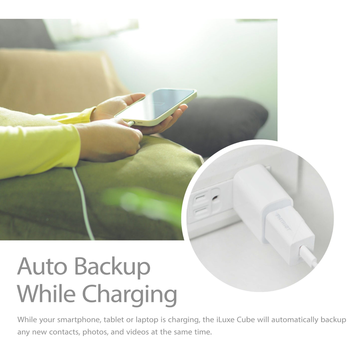 Patriot iLuxe Cube 128GB Type-C Smart Backup Solution - White