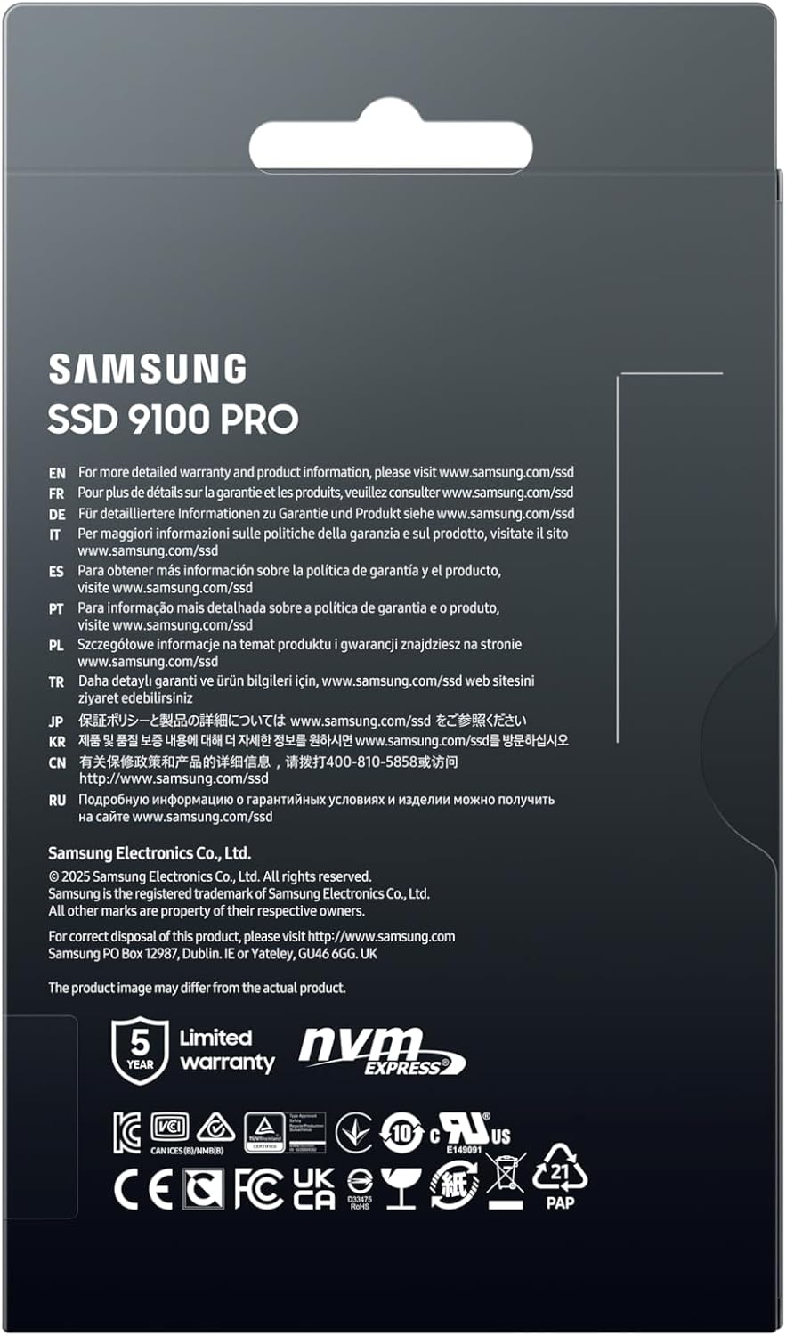 Samsung 9100 PRO 1TB PCIe 5.0 NVMe M.2 SSD