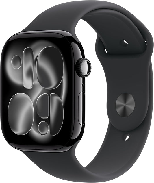 Apple Watch Series 11 GPS 46mm Jet Black Aluminium Case with Black Sport Band - M/L