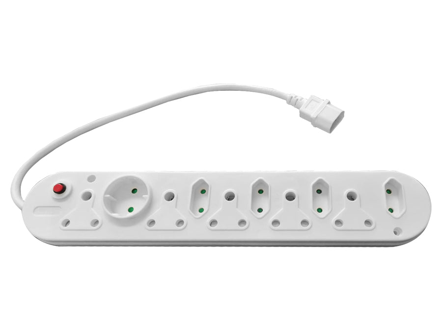 Multi Plug 5x16A 5x5A 0.5m IEC Cord White