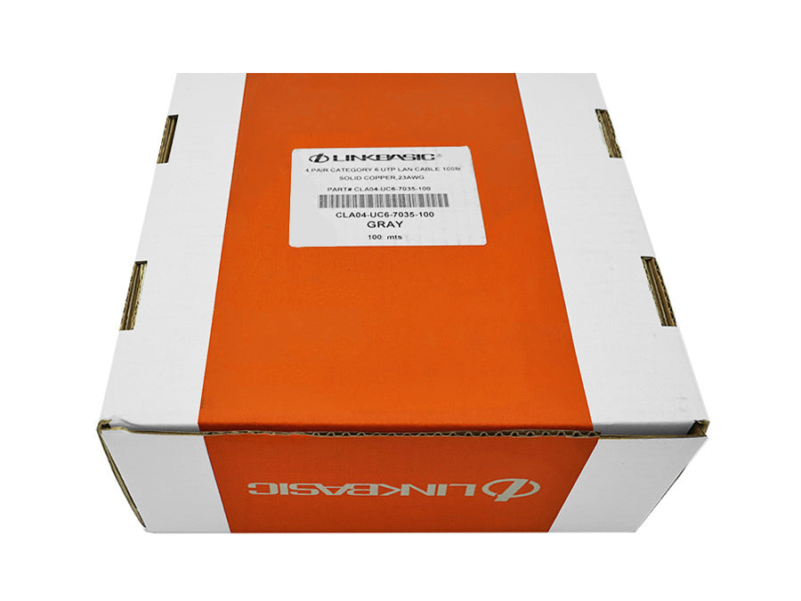 Linkbasic 100m Box Cat6 Solid Grey UTP Cable