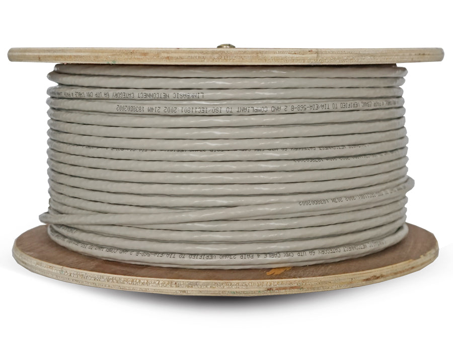 Linkbasic 100m Drum Cat6a Solid Grey UTP Cable
